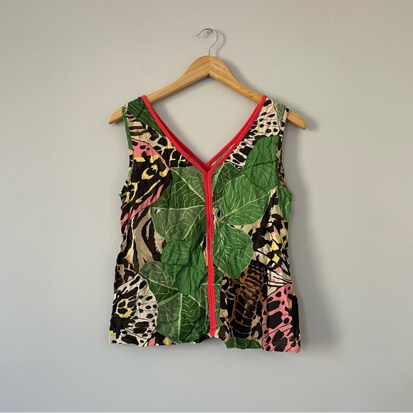 Cap Juluca Anthropologie leaf and nature printed v neck tank top - Picture 2 of 9